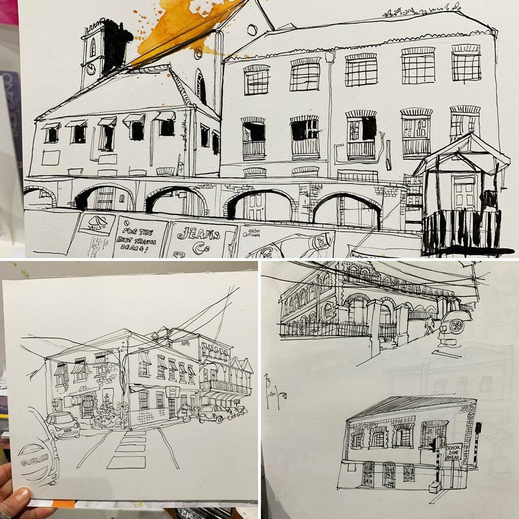Sketchy fun at the @theaoi #LondonMeetUp live drawing evening, focusing on Georgian buildings in Grenada with @liznarrative ✨happy even if they are wonky wobbly and scratchy! #drawingarchitecture #sketching #urbansketch #penandink #drawing #illustrat… instagr.am/p/CLEf7-9l2RN/