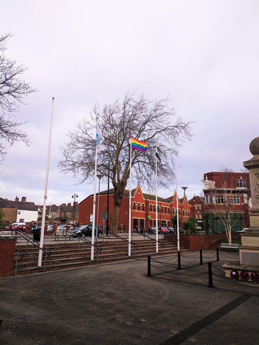 VOGCouncil's tweet photo. We're proudly flying the rainbow flag outside of the Civic offices throughout February to mark #LGBT History Month 🏳️‍🌈 https://t.co/2MPN8nisnn
