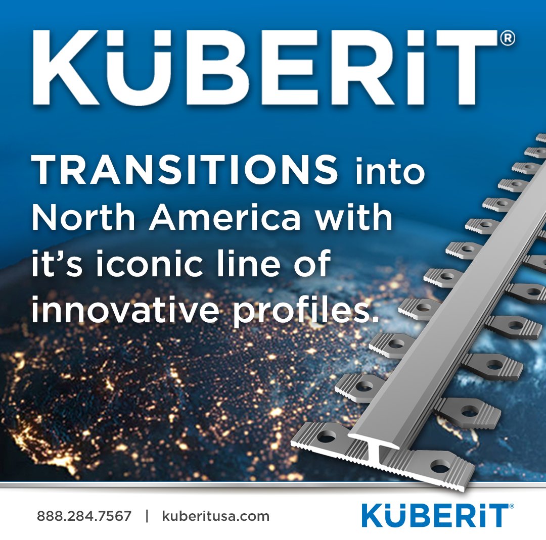 Küberit, the iconic German manufacturer, partners with TMT America to introduce its comprehensive line of profiles, including edge trim, transition, expansion, ramping, stair-nosing and wall protection profiles to North America.