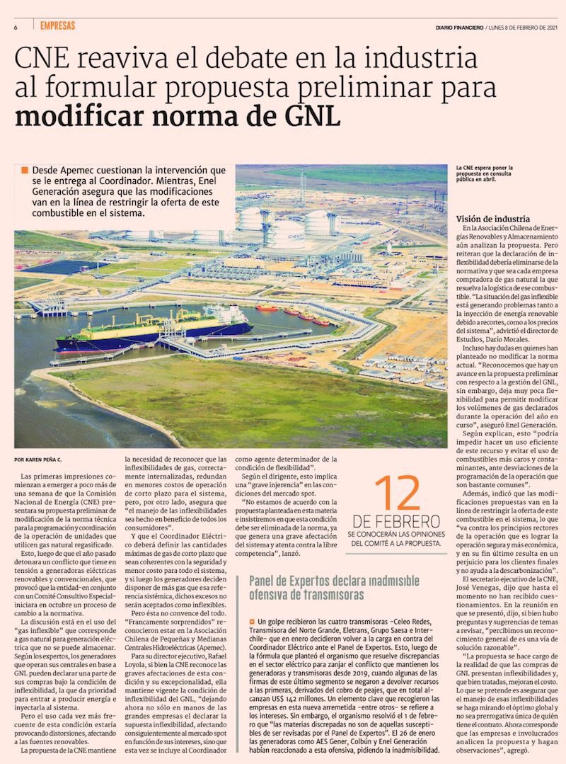 Ayer en <a href="/DFinanciero/">Diario Financiero</a> nuestra opinión sobre la Norma Técnica de GNL en revisión. <a href="/coord_electrico/">CoordinadorEléctrico</a> <a href="/CNE_Chile/">CNE</a> <a href="/r_electricidad/">Electricidad</a> <a href="/analiaenergia/">Ana Lia Rojas</a> <a href="/MinEnergia/">Ministerio de Energía</a> <a href="/ACERAAG/">ACERA A.G.</a> <a href="/GeneradorasCL/">Generadoras de Chile</a> <a href="/gpm_ag/">GPM AG</a> <a href="/HughRudnick/">Hugh Rudnick</a> <a href="/brevesdeenergia/">Breves de Energía</a> <a href="/RevEnergia/">Revista Energía</a>
