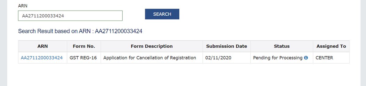 kaustubhmarkale's tweet photo. GST cancellation application in Form GST REG-16 submitted on 02/11/2020 but till date it is showing "Pending for processing". And taxpayer is getting defaulter notice and suspension mails from the GST dept. Utter disbelief!! @GST_Council @askGST_GoI @cbic_india @FinMinIndia https://t.co/9HnlzwUvls