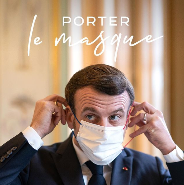 Ces  #mèmes autour des visuels de prévention sur le  #covid19 par  @EmmanuelMacron permettent d'évoquer des sujets très intéressants du point de vue de la  #compol et de la  #compublique, petit thread.