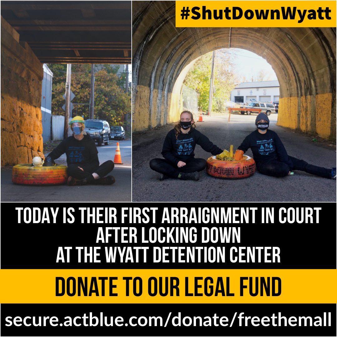 amornetwork's tweet photo. In November, our friends courageously shut down the Wyatt Detention Center in Central Falls, RI. Today is their first court arraignment after their arrests. Months after the action, the Wyatt is still working with ICE and continuing their long history of human rights violations. https://t.co/OsqCeKstBF