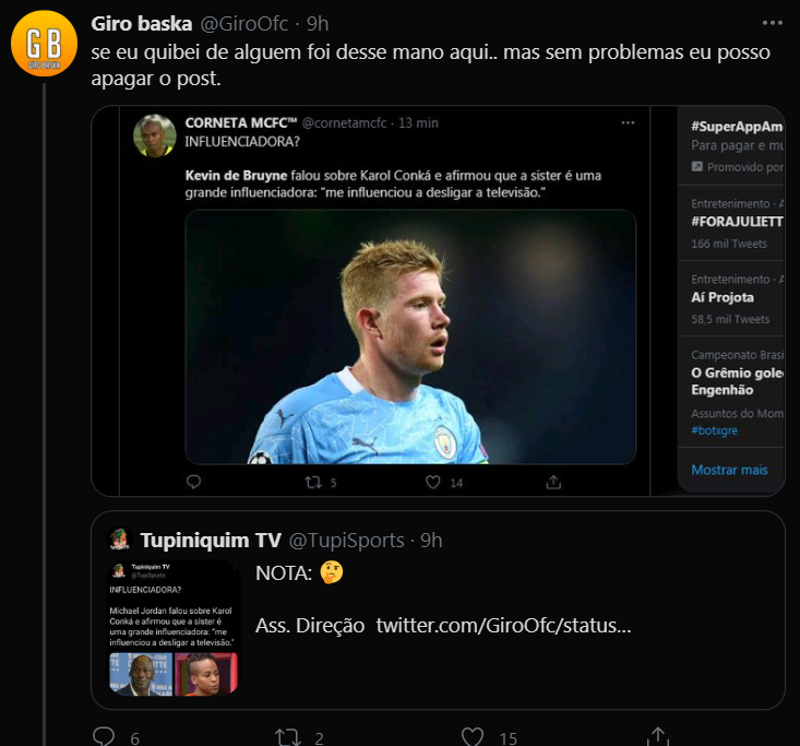 roelzao's tweet photo. O @GiroOfc postou uma coisa semelhante a oq o @TupiSports  postou, muito acusaram o giro de kibar a Tupiniquim TV. Mas ele afirmou que kibou de outra pessoa. https://t.co/LFrxaogbIr