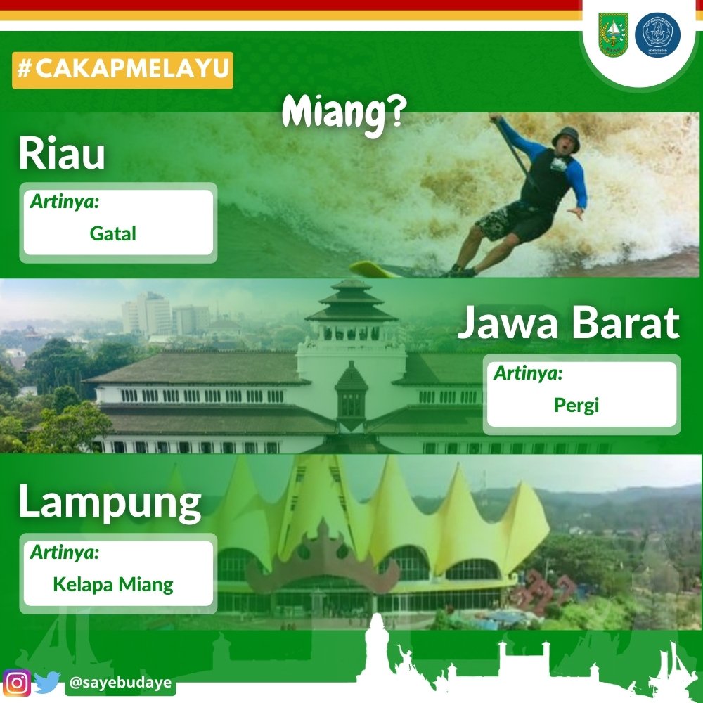 SayeBudaye's tweet photo. Wah, ade lagi ni arti #Miang dalam beberapa daerah yang digunakan di Riau juge😁

Kalau di Riau tu Miang artinya Gatal. Bisa gatal badan, bisa gatal ape lagi yee? 

Lalu, kalau kata mimin @budaya_kuring di Bahasa Sunda tepatnya di Jawa Barat. Miang itu artinye Pergi. https://t.co/W6OqzD2gF6