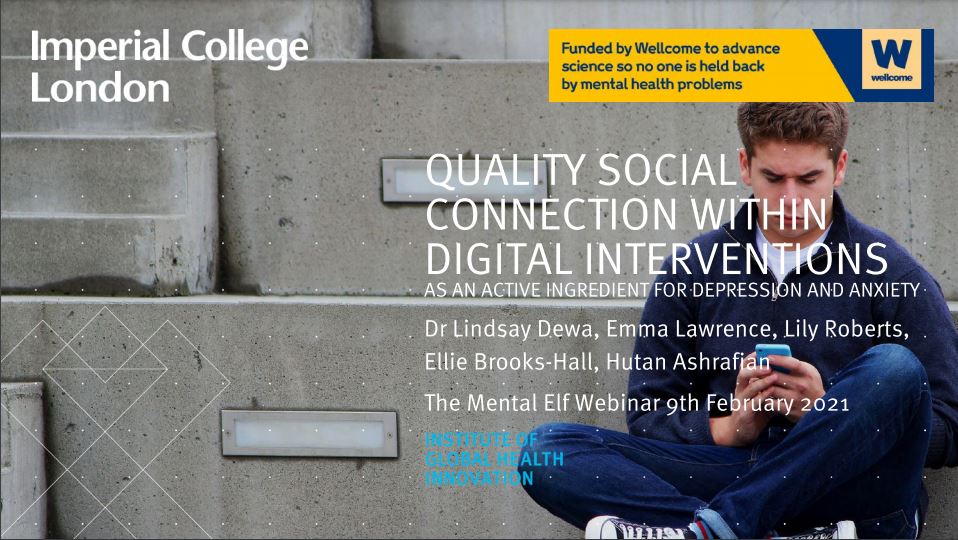 Today we’ll be hearing about some of the projects commissioned by  @TrustWellcome in 2020.First up, we have  @LindsayDewa speaking about positive digital social connections  #ActiveIngredientsMH