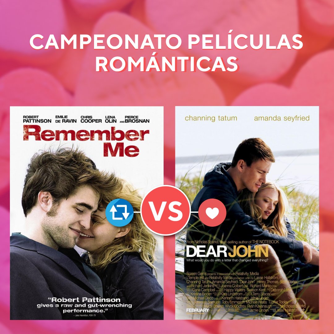 CineYelmo's tweet photo. Votad vuestra película favorita 👇🏼

🔄  Remember Me
❤️  Dear John https://t.co/RAfX3sCCGV