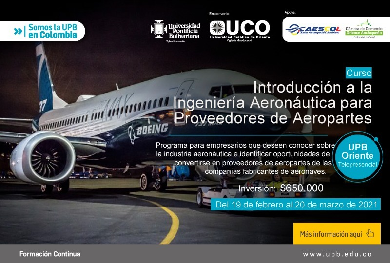 upbcolombia's tweet photo. ¡Despegamos este año nuestros cursos en #UPBOriente! 🛫😄
☑️ Actualízate, capacítate y haz parte de la transformación del sector aeronáutico conociéndolo desde adentro.
➡️Más información: https://t.co/IJVez3SYXJ https://t.co/y4UiDJilGr