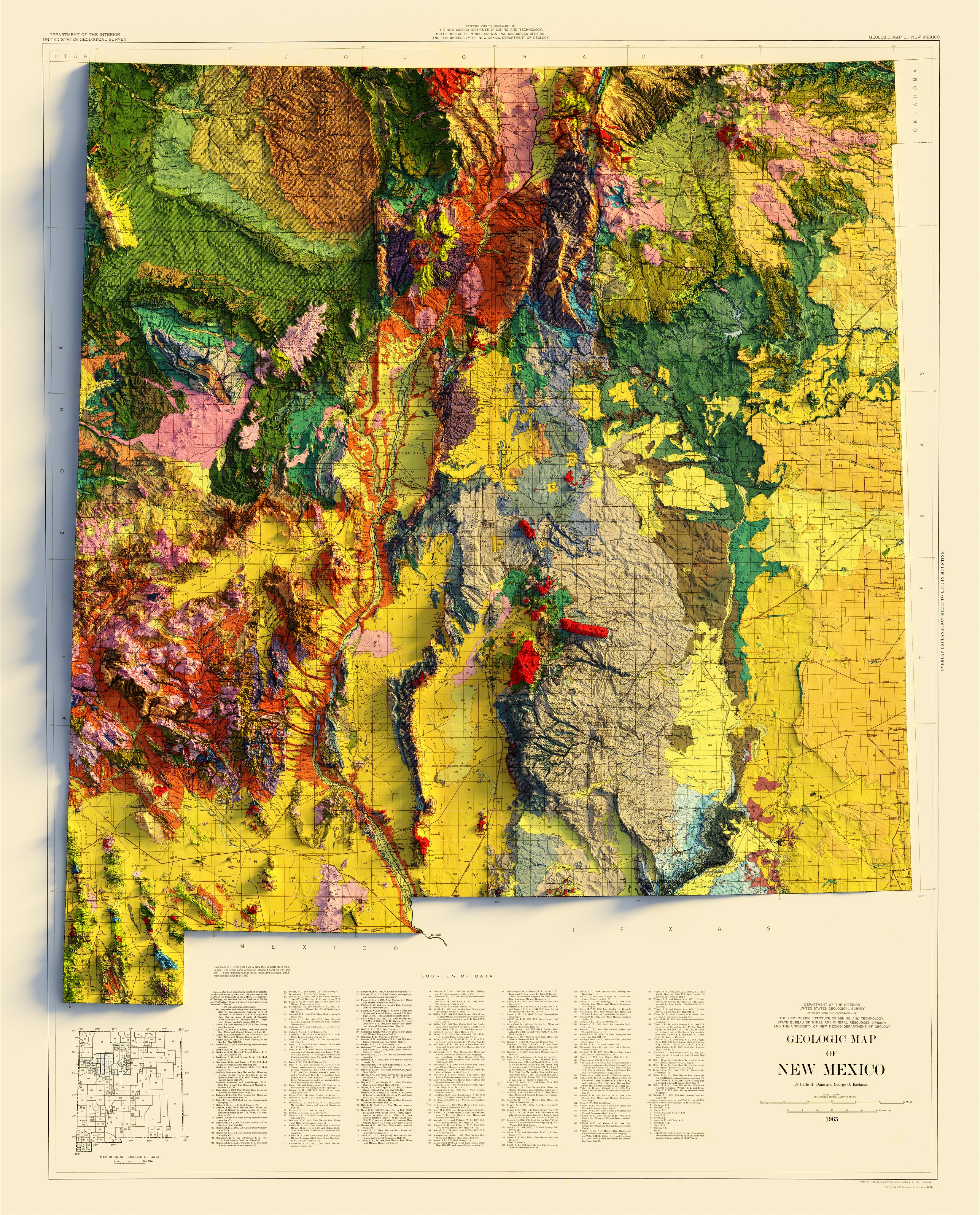 New Mexico Geologic Map Sean Conway On Twitter: "Geologic Map Of New Mexico - 1965 - Usgs  #Arcgispro #B3D #Newmexico #Geology #Geography #Gis #Dataviz  Https://T.co/Mnktbarfpl" / Twitter