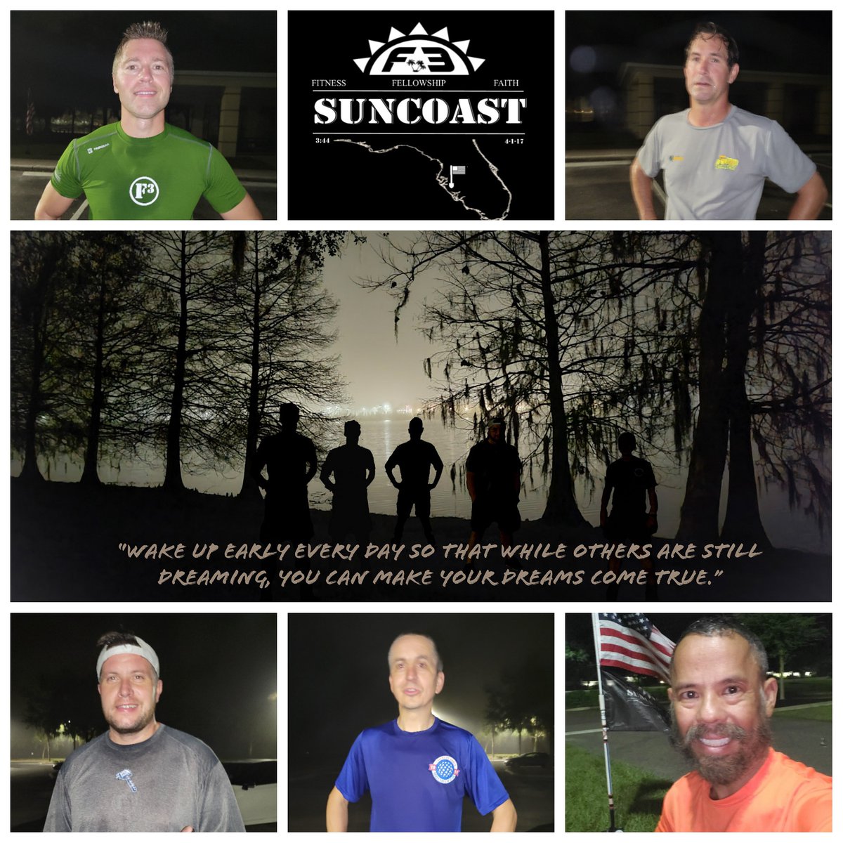 F3Suncoast's tweet image. All Runners posting at a non-running AO. That's what happens when it's a rest day for us. Great job guys. Beautiful morning.