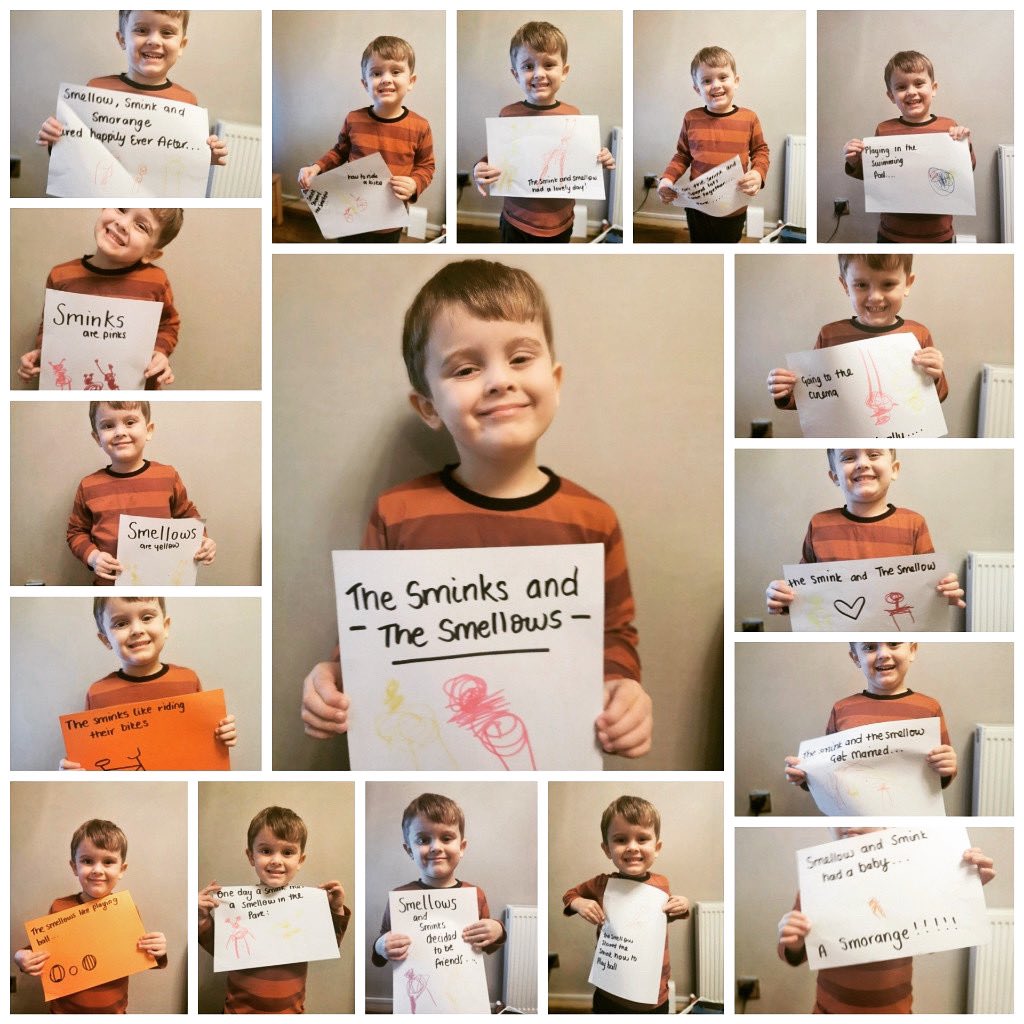 Springwood_Prm's tweet image. Nursery have loved reading The Smeds and The Smoos! Look at this wonderful story made by one of our home learners: The Sminks and The Smellows! What a great little author and illustrator! @TheRealGruffalo #springlit #springcardiff #earlyyearsliteracy