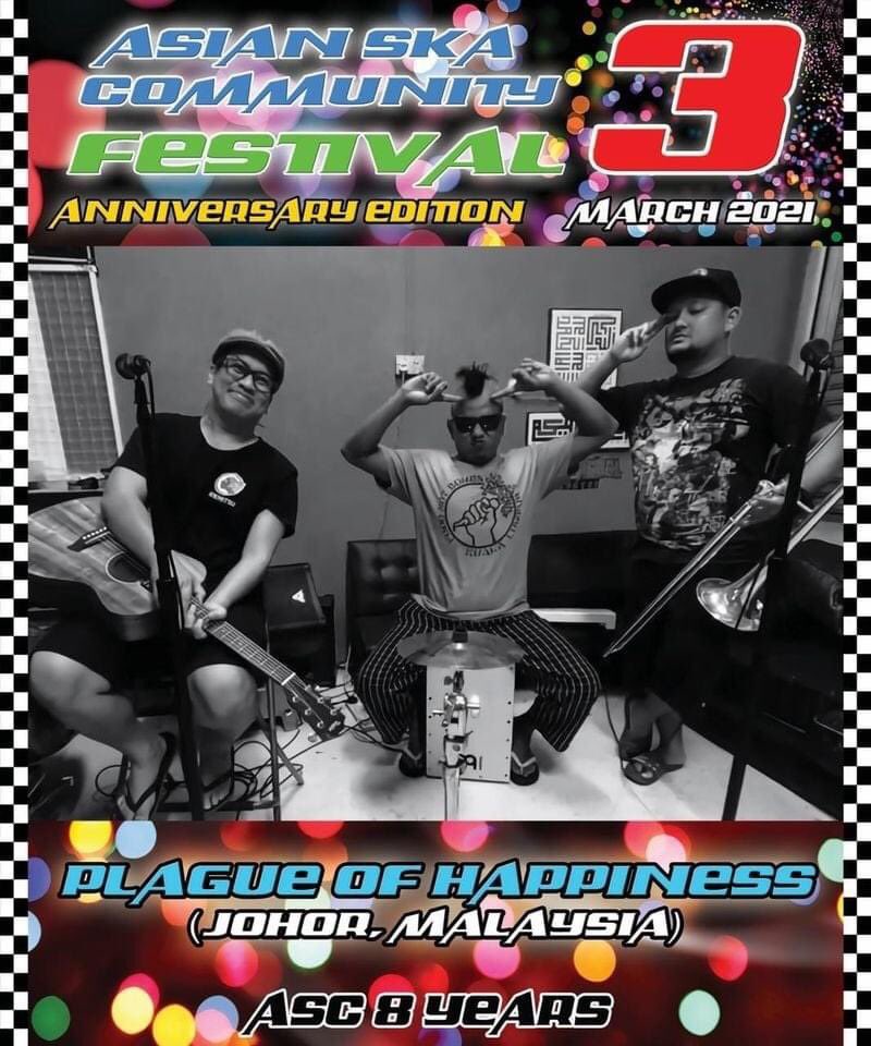 Thanks <a href="/Asian_Ska_C/">Asian Ska Community</a> for the invitation. Ah if it wasn’t about the pendemic we will do it all out with full band. Thanks to <a href="/dennyfrust2019/">Denny Frust Official</a> for the shout out. ❤️show must go on. We will be there for sure
#asianskacommunity
#asianskacommunityfestival
#ASCFestival
#plagueofhappiness