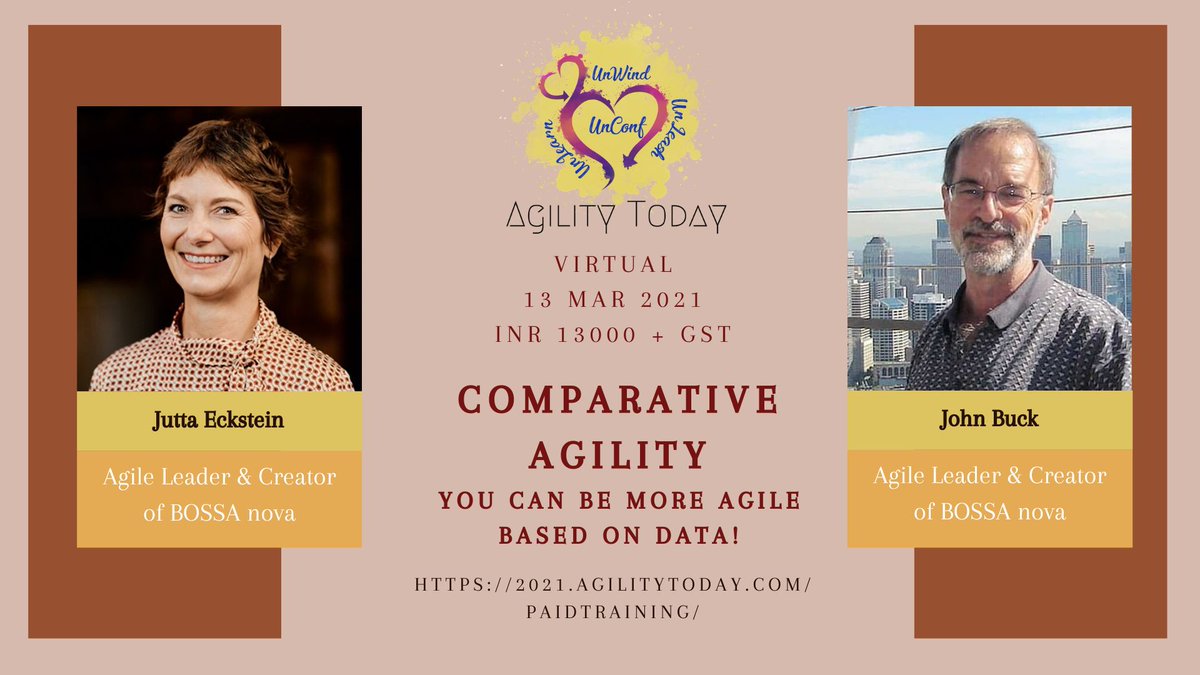 Register for <a href="/AgilityToday/">AgilityToday</a> workshop with @JuttaEckstein  and <a href="/johnabuck/">john buck</a> and learn about the strengths &amp; weaknesses of your organization’s journey toward company-wide agility that will guide your next actions.
2021.agilitytoday.com/paidworkshop

#AgilityToday #ComparativeAgility
