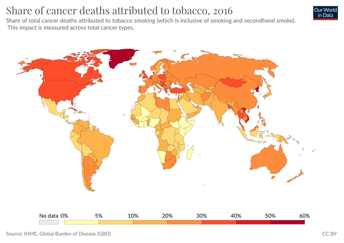 Thanks to the statisticans we now know that smoking kills – and in today's world more than one in five cancer deaths worldwide (22% in 2016) are attributed to smoking.