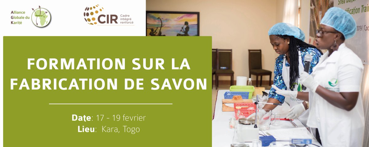 L’Alliance Globale du Karité et l’unité de mise en oeuvre du Cadre Intégré Renforcé au Togo organisent un atelier de formation sur la fabrication de savon. L'atelier vise à autonomiser 25 participants issus de groupes de femmes du karité de #Togo #GSA #Karite #Shea