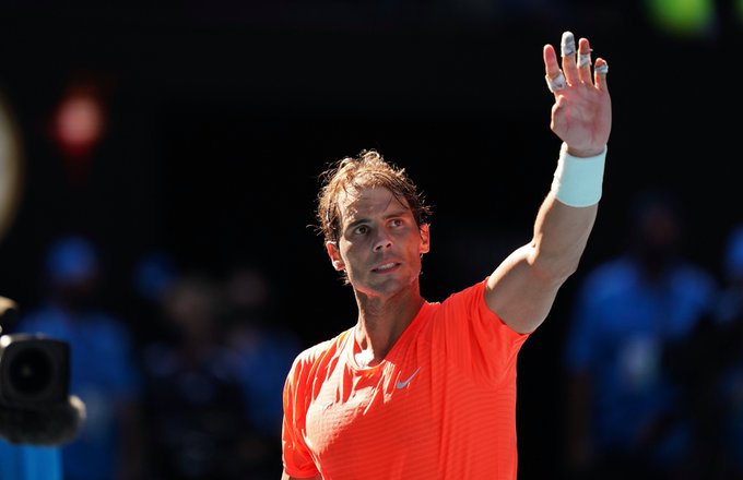 Rafael NADAL (ESP) celebrates winning his match against Laslo DJERE (SRB).