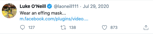 12.July 29, 2020Luke then did his best to win over the public by telling them to “Wear an effing mask”