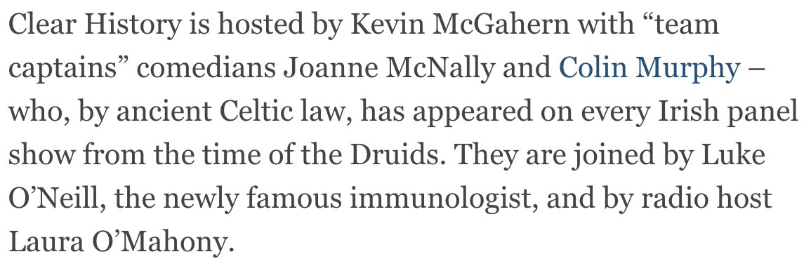 17. To add to his further notoriety, that bastion of journalism, The Irish Times even describes Luke as “the newly famous immunologist”