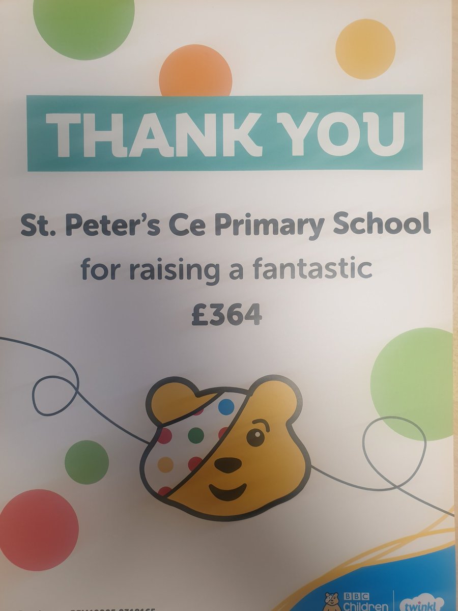 Well done all our pupils. £364 for Children in Need
