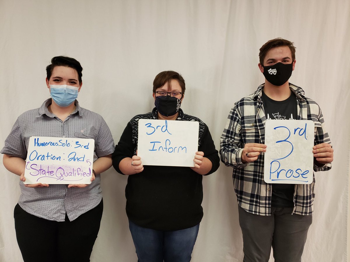 HayBarnum's tweet photo. Great start to the year! Two tournaments, including first virtual tournament, and two state qualifiers. Go Buffs! #dramabuffs #usd226 #MeadeHS https://t.co/l2zwwTrF6e
