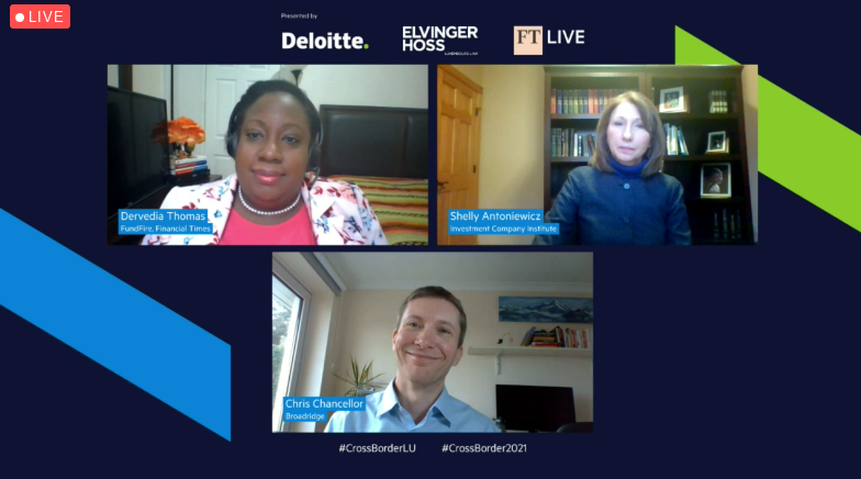 ftlive's tweet photo. We are joined at #Crossborderlu #Crossborder2021 currently by Shelly Antoniewicz, Senior Director at Investment Company Institute and Chris Chancellor, Senior Director at Broadridge, to discuss the biggest successes in European fund management. Watch here: https://t.co/oXLJqW1Z5U https://t.co/ew4MN5QjaY