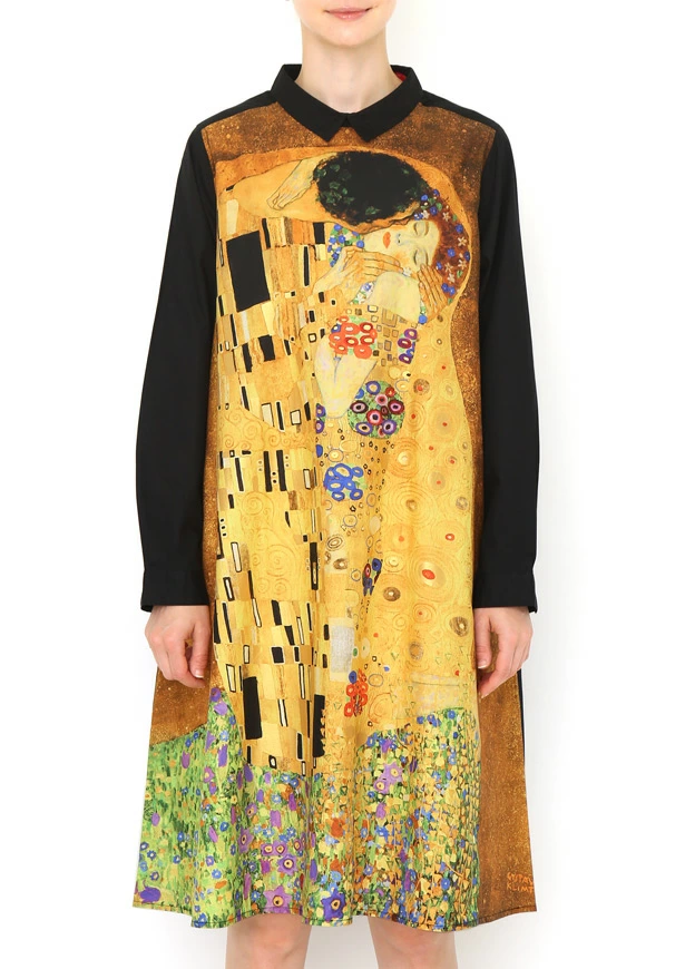 さばお パパヤ 楽天市場 全品送料無料 グラニフ コラボレーションシャツ Thekiss クリムトロングスリーブシャツワンピース ブラック シャツ シャツワンピース レディース Design Tshirts Store Graniph T Co Ien4dunrsn ゝ