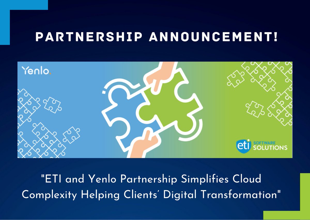 ETI_Software's tweet photo. Partnership Announcement! We are happy to announce a partnership with global integration specialist @YenloTeam to provide an out of the box solution for companies to enable and accelerate their digital roadmap.
#etisoftware #yenlo #partnership #digitaltransformation https://t.co/BPu2weZf4Q