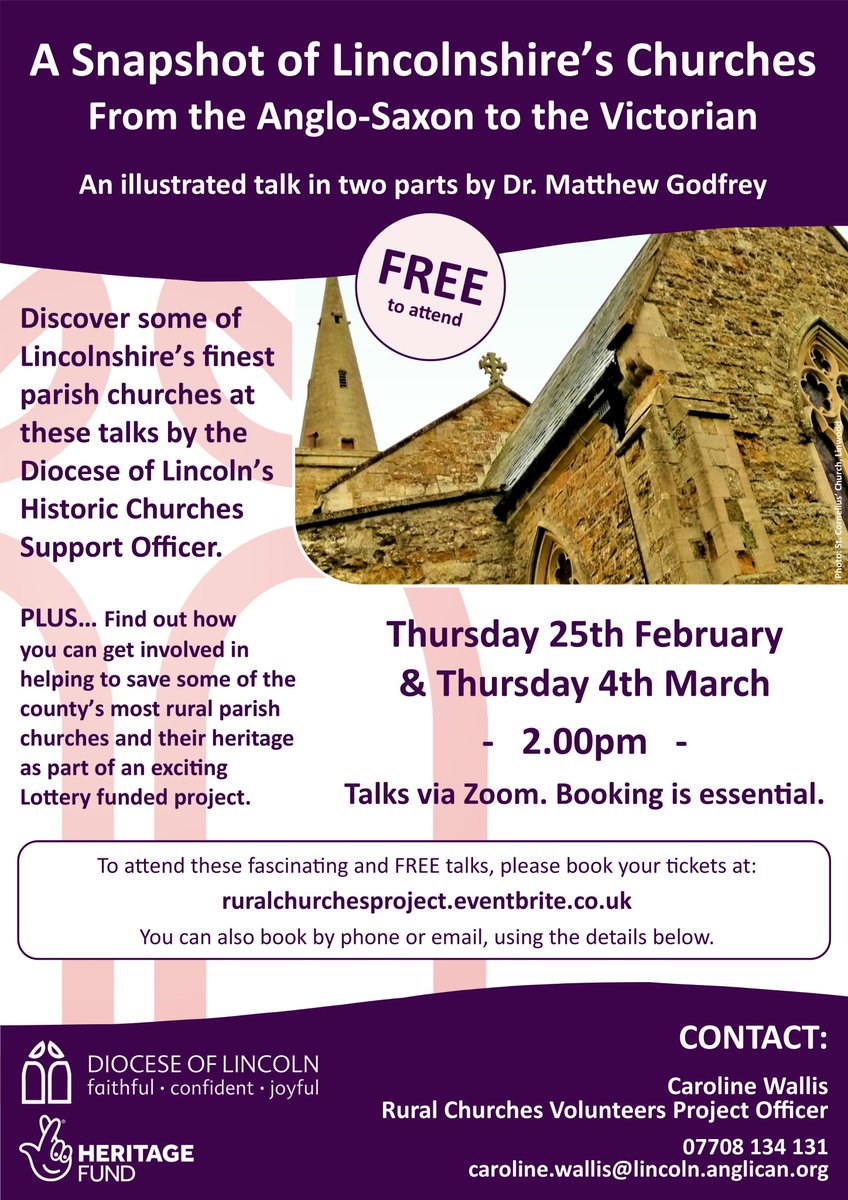 We're thrilled to share the details of an upcoming online talk by our Historic Churches Support Officer, Matthew Godfrey. Featuring some of Lincolnshire’s most remarkable churches, this is for anyone with an interest in Lincolnshire's heritage. Please RT! bit.ly/lincschurchest…
