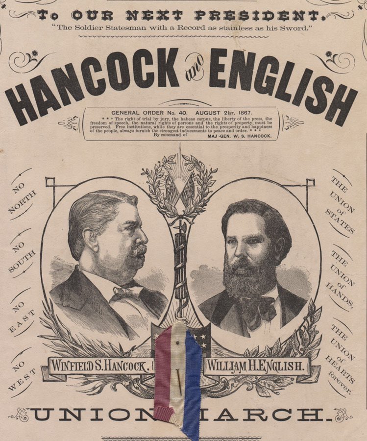 Hancock accepted the nomination of  @TheDemocrats for President in the election of 1880, running against another former Union general, James Garfield. Though the popular vote was somewhat close, Hancock lost the Electoral College vote, 214-155.