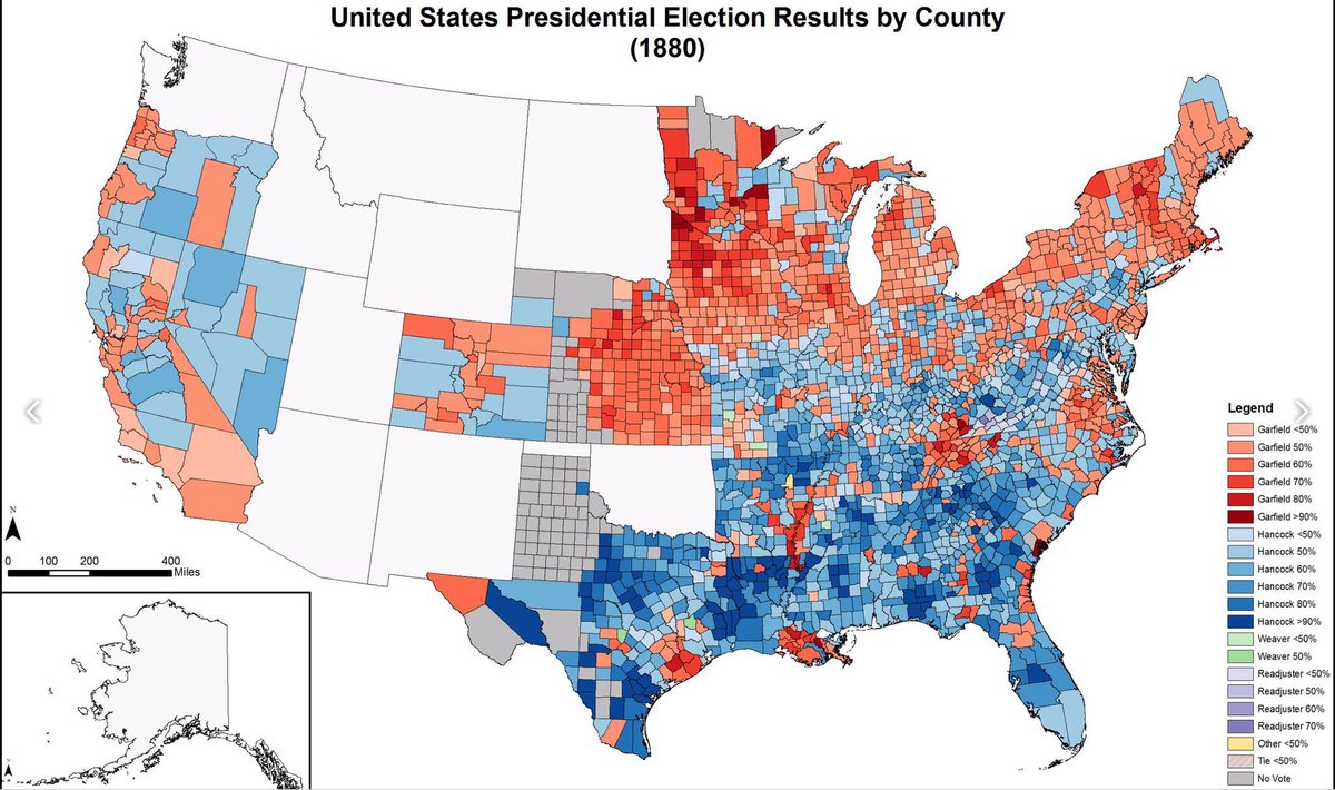 Hancock accepted the nomination of  @TheDemocrats for President in the election of 1880, running against another former Union general, James Garfield. Though the popular vote was somewhat close, Hancock lost the Electoral College vote, 214-155.