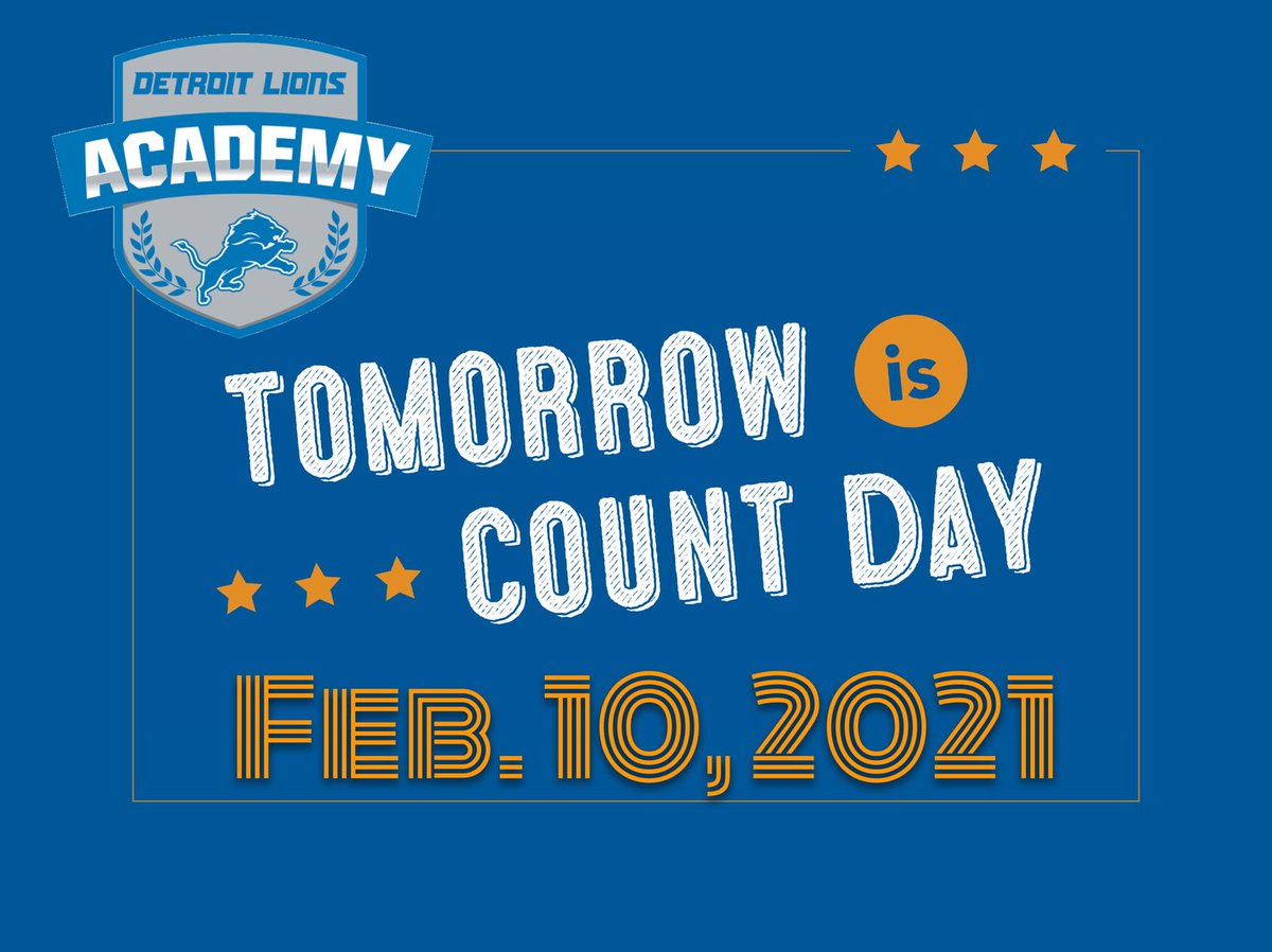 DetLionsAcad's tweet image. It’s that time of year again!!! Count Day is upon us!!!  Tomorrow Feb. 10, 2021!!! Every student needs to make sure they are logging in on time for all classes through the day!!! #TheDLAWay #StudentsRise #CountDay #CountDay2021