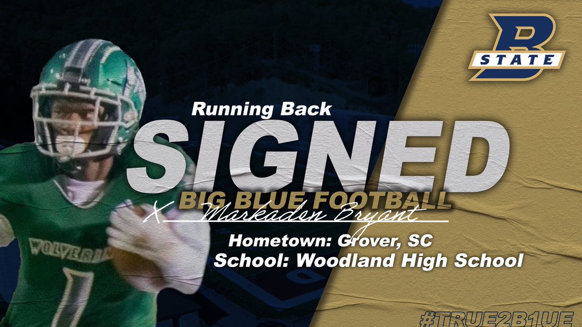BigBlue_FB's tweet photo. Big Blue Fans, 
Please help us welcome to The Bluefield State Football family, Markaden Bryant. #RiseAbove #GOBIGBLUE #theBLUEprint #TRUE2B1UE https://t.co/C6qIl9CFP0