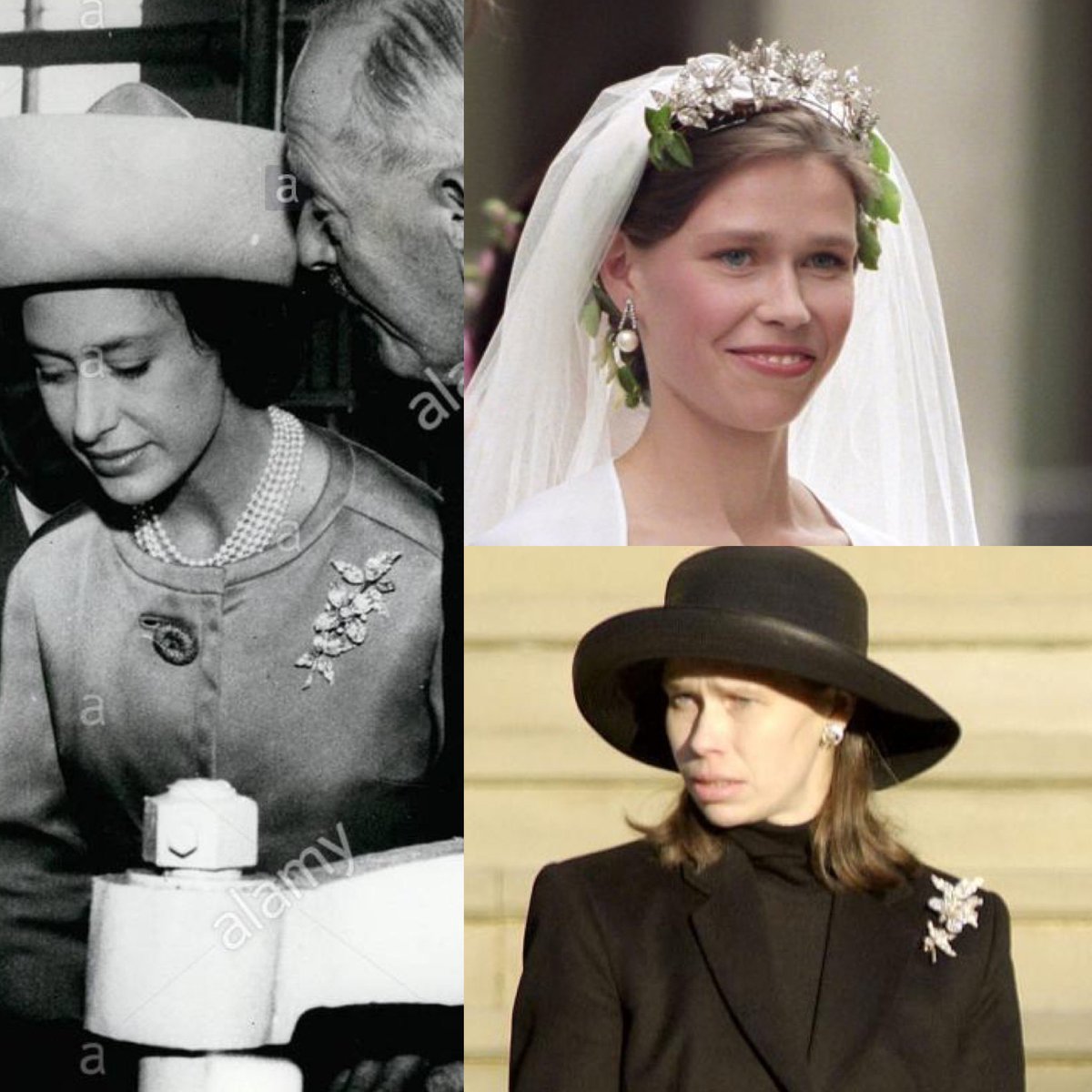 Princess Margaret’s jewels that are still worn today by her daughter Lady Sarah and her daughter in law Serena, Countess of Snowdon  THREAD 1. The Snowdon floral brooches/tiara:
