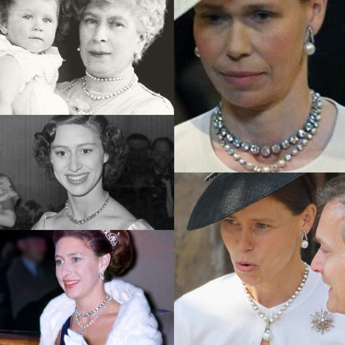 5. Diamond rivière and diamond and Pearl collier that can be worn in 4 different ways, also with a Pearl pendant. Originally from Queen Mary