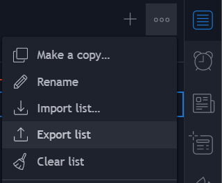 e2e4mfck's tweet photo. @Tomaria123 @tradingview You can import/export the watchlists https://t.co/2Zi7AexDVJ