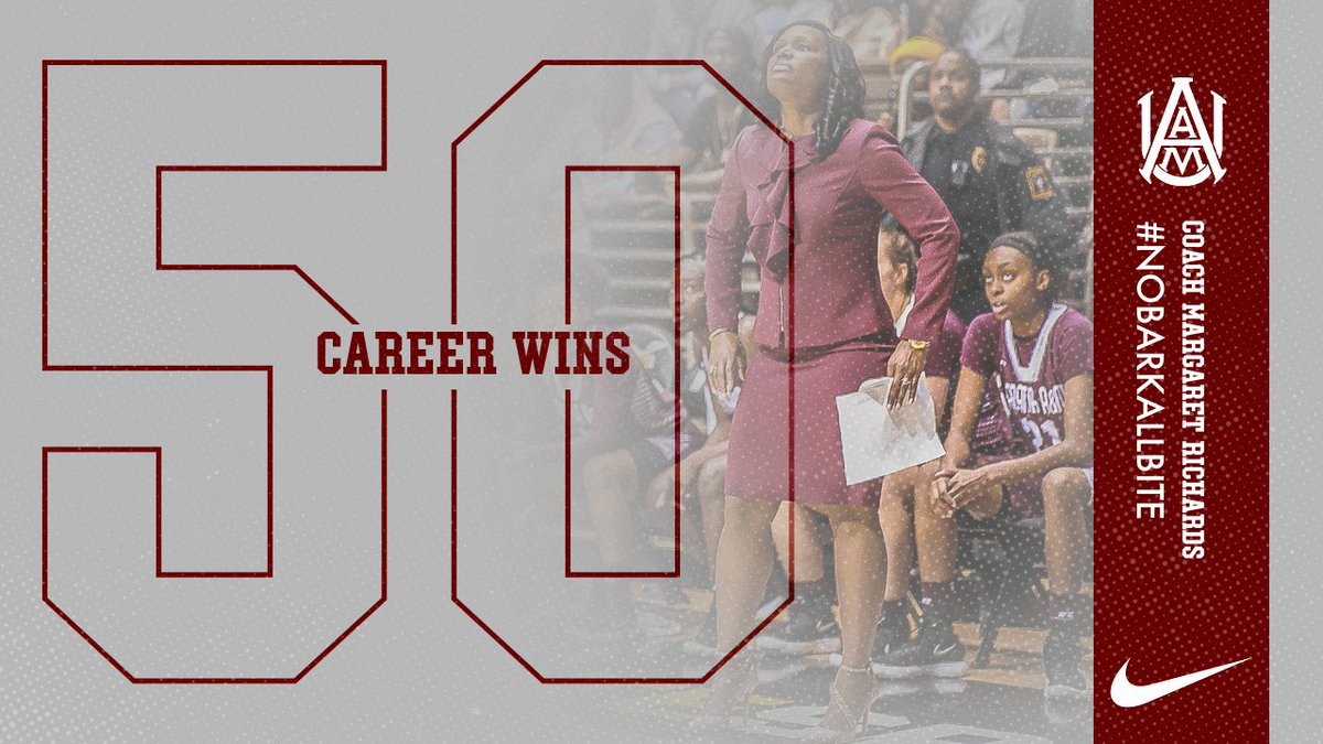 aamuwbb's tweet photo. So proud of @Mrichards03 as she wins her 50th game as Head Coach of the #nobarkALLBITE @aamuwbb 🐕🐾🐶❤🏀 https://t.co/AVk76avG72