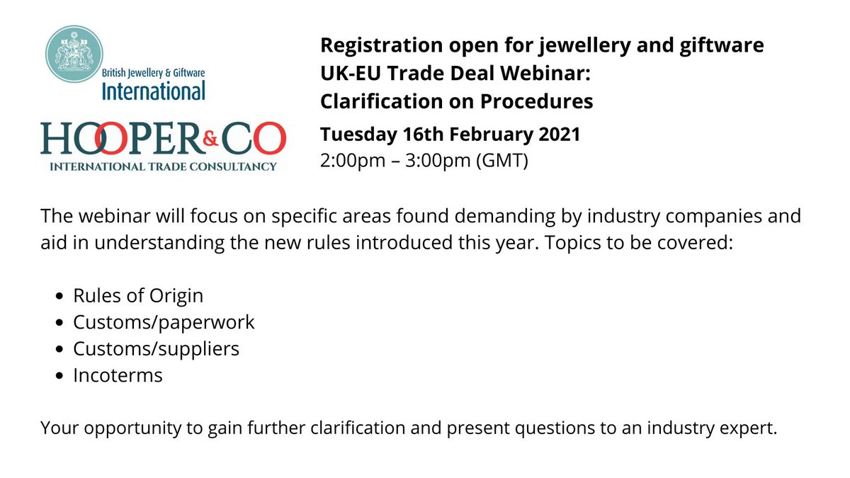 Have you found the new UK-EU customs procedures challenging? Do you have unanswered questions? Join us for this industry exclusive webinar and have the opportunity to address your questions to an industry expert. Register here: forms.office.com/Pages/Response…