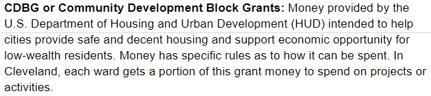 This morning is the start of the city’s 3-day Community Development Block Grant (CDBG) budget hearings. “What’s that?” you ask...