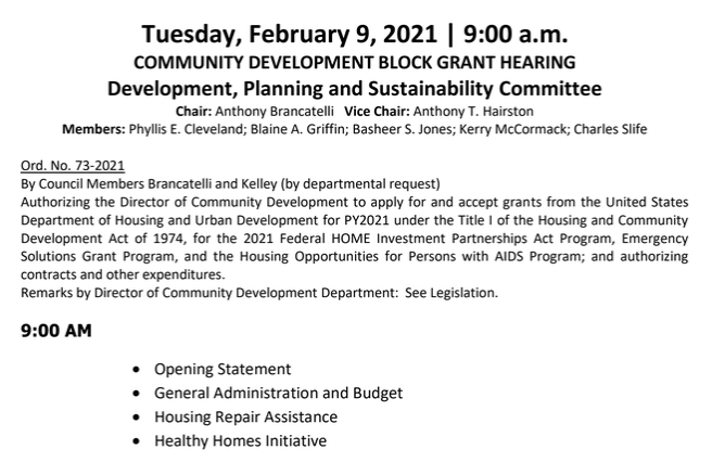 This morning's session should run til about noon. It will open the CDBG hearings and cover Housing Repair Assistance & the Healthy Homes Initiative  #LeadSafeCLE