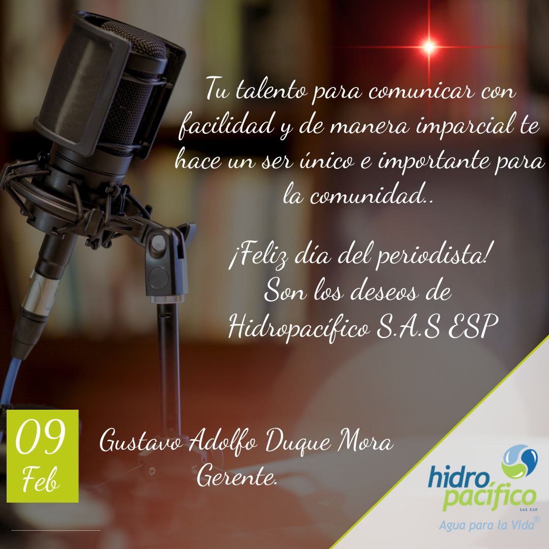 hidropacificoSA's tweet photo. @hidropacificoSA Felicita a todos los periodistas en esta fecha tan especial para el gremio. Que Dios les permita continuar informando a la comunidad con responsabilidad. #UnidosPodemos 🎥📸📺📻🎙️ https://t.co/BDe0blajbm