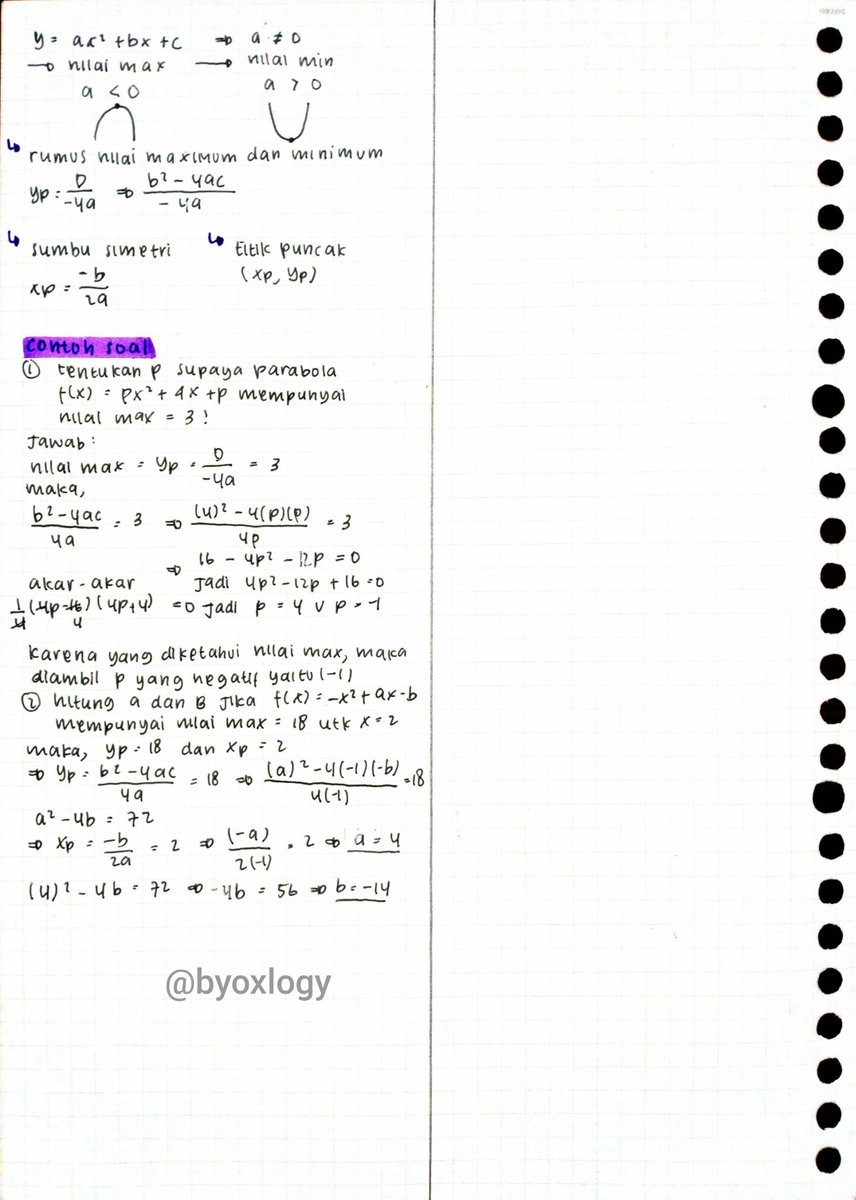 byoxlogy's tweet photo. -- Catatan Fungsi Kuadrat kelas 9&amp;10 

By @byoxlogy feel free to save ✨
Pls help to like&amp;rt #studytwt #AMBISVERSE #catatan https://t.co/PpA4ScU92n