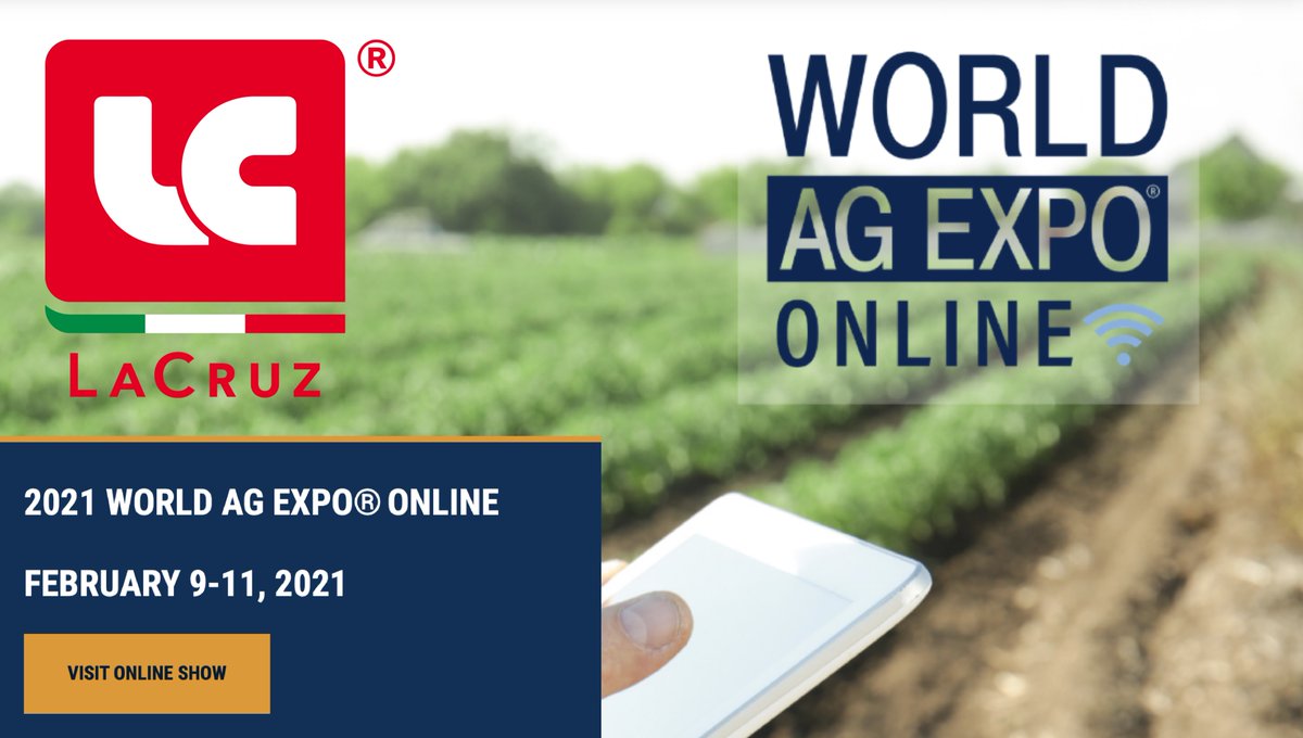 Meet #LaCruz at <a href="/WorldAgExpo/">World Ag Expo</a> Online, the online trade fair which will take place from 9th to 11th February 2021!
Visit our stand! bit.ly/3p3Mafu 

For further information visit itahouston.com/wae21 and click on LACRUZ!

#worldagexpo #WAE21 #farmshow #ItalyAtWAE21