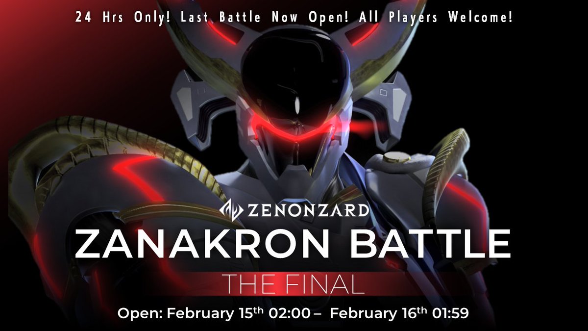 💥THE FINAL Ultimate AI Zanakron Battle Coming 2/15💥
All players are welcome to fight the Ultimate AI, Strio Zanakron, one last time!
Prepare your decks and get ready to fight!

■ Zanakron Battle Period
2/15/2021 2:00 – 2/16/2021 1:59 UTC
#ZenonzardACI