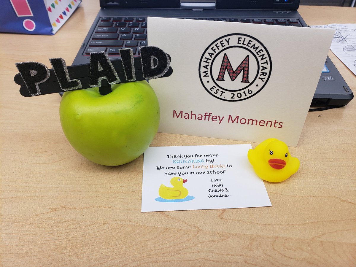 I walked into a sweet suprise from my leadership team! So thankful for my <a href="/MahaffeyKISD/">Mahaffey Elementary</a> family! #gladtobeplaid #imaluckyduck  #mahaffeymoments