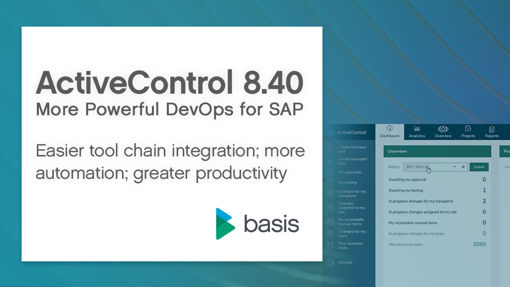 BasisTechLtd's tweet photo. We’re pleased to announce the release of #ActiveControl 8.40, the latest version of our market-leading #SAP #DevOps software. This update offers new features that enable easier integration of SAP into DevOps tool chains & accelerate innovation. Learn more: https://t.co/xZLkUh7AFv https://t.co/KTb1cprI93
