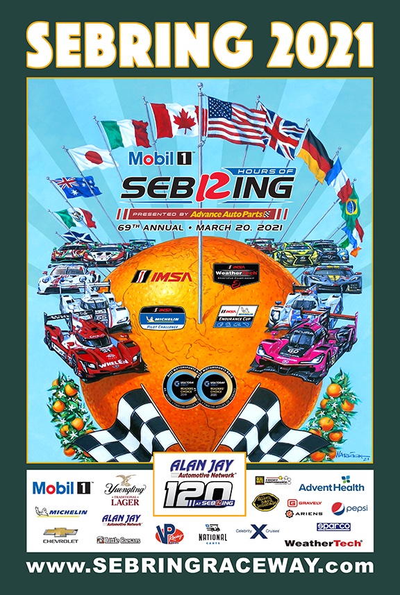 ICYMI: Here's the official poster for the 69th @Mobil1 #Sebring12. @IMSA #VotedBestRace @CorvetteRacing @MeyerShankRac @MazdaRacing @RaceWeatherTech @lexusracingusa @DragonSpeedLLC @Scuderia_Corsa @WinwardRacing Tickets: sebringraceway.com