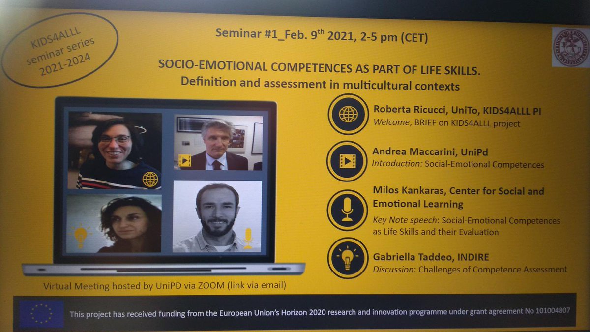 Socio-emotional #skills, #education & life-long learning competences: a seminar to reflect on these topics within a new #h2020 project @unito @UniPadova @IndireSocial @adangeloUK @NetworkSIRIUS @VivianaPremazzi @mwise70790642 @gabriellataddeo