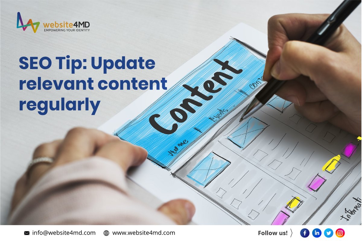 Website4MD's tweet photo. The success of your website is determined primarily by the content. If you don’t offer fresh content to your audience, your website might be considered a “dead” entity by search engines. As a result, that would affect your search rankings. 
 #MedicalMarketing #SEO https://t.co/STy3IL2QIH