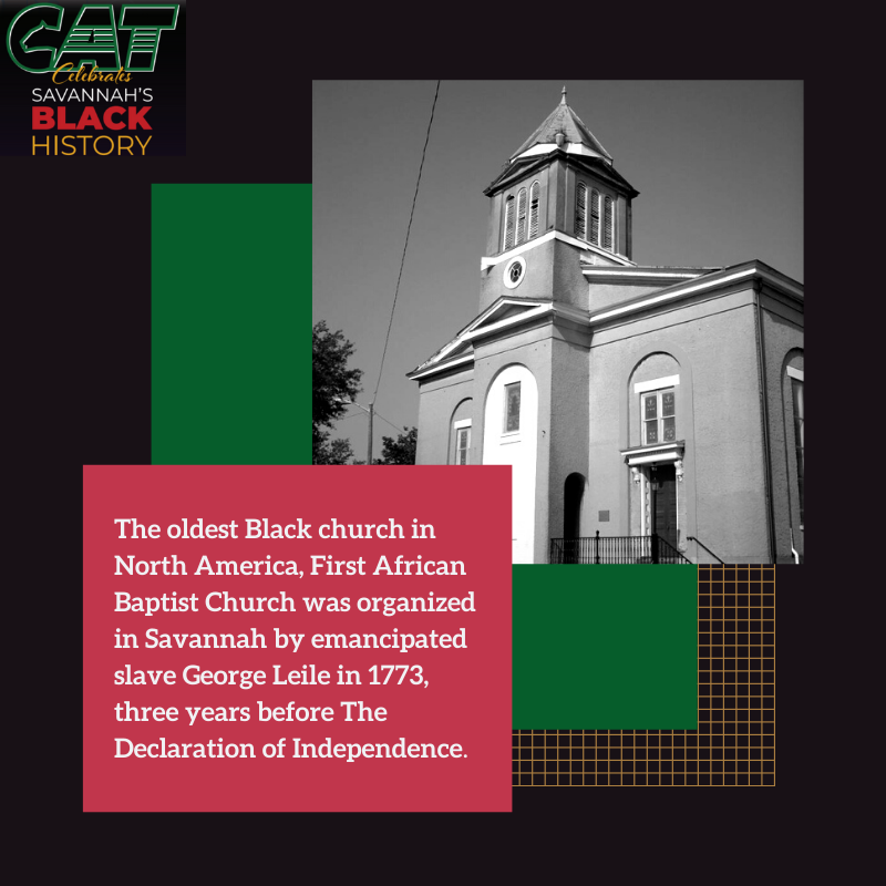 ChathamTransit's tweet photo. Join CAT in celebrating #BlackHistoryMonth by visiting the @First_African; #catchaCAT there on routes 11 Candler, 14 Abercorn, and 31 Skidaway/Sandfly.

Check out CAT's Interactive Black History Landmark Tour Map for more important locations at https://t.co/GDzemvaR3l! https://t.co/bgg3ydCNse