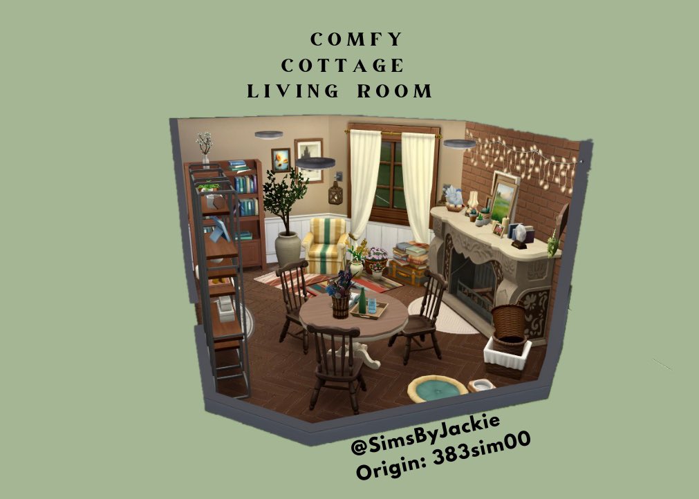 simsbyjackie's tweet photo. 💚Comfy Cottage Living Room🍃🪴
I’m getting really obsessed with building rooms 😅this time I recreated a Living room for a Cottage house🏠 

-You can download this room from my gallery: 383sim00 
- No cc 

@SimsCreatorsCom #ShowUsYourBuilds https://t.co/iR5Uzr6uh5